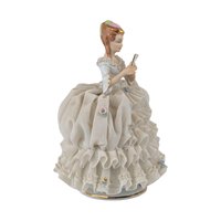 Vintage Reine Handarbeit Porcelain Lady Reading Figurine, German Porcelain, Reading Woman Statue, Gift for Book Lover, Vintage Home Decor