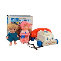 Vintage Toy Lot, Fisher Price Chatterphone, Musical Train, Betsy Ross Doll, Collectible Toys, Children's Toys, 1960s Toys, 1970s Toys