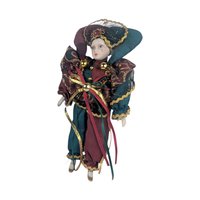 Vintage Porcelain Jester Clown Figurine, 8.25" Sad Clown Doll, Harlequin Decor, Whimsical Gift, Collectible Jester Figure