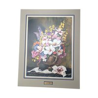 Leanne Hanson Floral Print, 1998 Limited Edition "Les Fleurs Classiques I", Unframed, Matted, Botanical Art, Flower Arrangement Decor