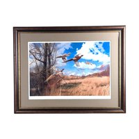 David A. Maass "Tomahawk Trail - Pheasants" Framed Print, Signed Wildlife Art, Vintage Bird Decor, Hunting Theme Artwork