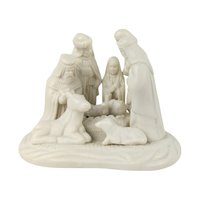 Vintage Hermitage Pottery Nativity Figurine: Jade Porcelain Christmas Decor