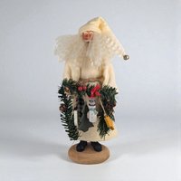 Vintage Off White Santa Figure, 12.5" Neutral Toned Santa, Rustic Christmas Decor, Unique Santa Figurine, Gift for Santa Collector