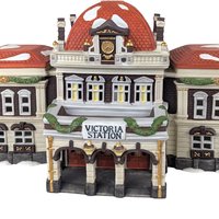 1989 Dept 56 Victoria Station, Dickens Village Building, Lit Christmas Village Display, Holiday Decor, Collectible Building