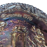1970 Fenton Glass Christmas Plate: Little Brown Church Winter Scene