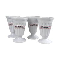 Vintage Smuckers Ceramic Ice Cream Cups: Collectible Sundae Dishes, Set of 4