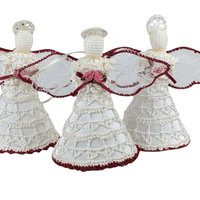 Vintage Handmade Crochet Angels: Set of 3 Christmas Holiday Ornaments