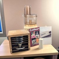 Vintage Cuisinart DLC 100 Food Processor Set: Wood Blade Caddy/ Manual