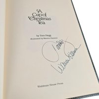 1982 Autographed A Cup of Christmas Tea Book, Tom Hegg, Warren Hanson Illustration, Signed Book, Holiday Story, Collectible Christmas Book