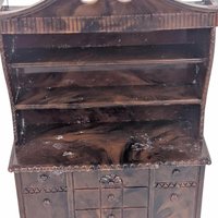 Vintage Dollhouse Furniture Set, 1:16 Scale Renwal & Ideal, Colonial Hutch, Fireplace, Dresser, Radios, 1950s Miniature Lot