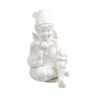 Vintage Pierrot Clown Music Box: White Ceramic Rotating Musical Statue