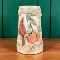 Vintage Ducks Unlimited Ceramic Stein, Cardinal and Peaches Design, Collectible Stein, Bird Lover Gift, Christmas Decor, Man Cave Decor