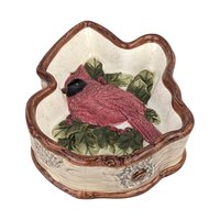 1999 St. Nicholas Square Cardinal Candy Dish, Ceramic Bird Dish, Vintage Holiday Decor, Gift for Bird Lover