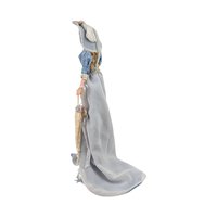 Vintage Porcelain Victorian Tassel Doll, Blue Dress, Umbrella, Hat, Display Doll, Dresser Doll, Gift for Doll Collector