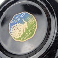 Vintage Black Glass Bowl Set: LE Smith Plate & Hand-Painted Floral Bowl