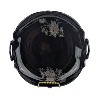 Vintage Black Glass Bowl Set: LE Smith Plate & Hand-Painted Floral Bowl