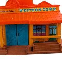 1982 Fisher Price Western Town Building, Vintage Toy Playset Structure, Collectible Toy Town, Imaginative Play Gift