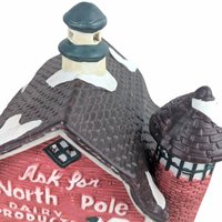 1993 Seasonal Specialties North Pole Dairy, Lighted Christmas Village Building, Vintage Holiday Display, Ceramic Barn