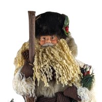 2000 Grandeur Noel 17" Fabric Santa with Box - Vintage Christmas Decor - Holiday Figurine - Collectible Santa Claus