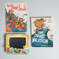 Vintage Berenstain Bears Books and Picture Frame Lot - 1960s Children's Literature - Bear Scouts, Vacation - Collectible Berenstain Bears