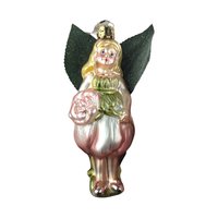 Vintage Midwest Blown Glass Rose Fairy Ornament, Flower Fairy, Figural Glass Ornament, Christmas Decoration, Gift for Collector