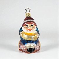 Vintage Merck Family Gnome Christmas Ornament - Glass Gnome on a Log - German Blown Glass