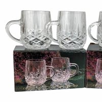 Vintage Blarney Crystal Mugs Set of 8:  Diamond Cut Kitchenware