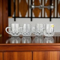 Vintage Blarney Crystal Mugs Set of 4:  Diamond Cut Kitchenware