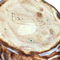 Hand Painted Walnut Trinket Box, Ceramic Walnut Bowl, Signed Bunny, Decorative Box, Unique Gift, Vintage Decor