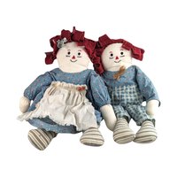 Vintage Raggedy Ann and Andy Dolls, Handmade Rag Dolls, 15 Inch Raggedy Ann, 15 Inch Raggedy Andy, Collectible Dolls, Gift for Collector