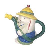 Treasure Craft Bunny with Hose Teapot, Handcrafted, Chip on Hat