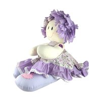 Vintage Handmade 19" Doll: Purple Floral Dress, Collectible Toy