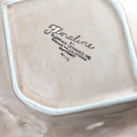 Vintage Pink Floraline Ceramic Ashtray - Florence Ceramics - Ornate Gold Trim - Mid-Century Modern Decor