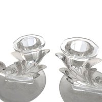 Fostoria Navarre Crystal Candlesticks: Vintage Etched Glass Pair
