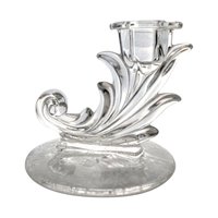 Fostoria Navarre Crystal Candlesticks: Vintage Etched Glass Pair
