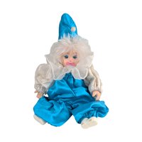 Vintage Porcelain Jester Doll: Blue & White Clown Figurine