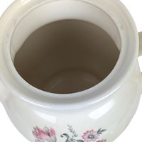 Vintage Drip-O-Lator Coffee Pot: Cream Ceramic Vase with Pink Flowers