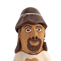 Vintage Clay Man Whistle: Handmade Folk Art Figure