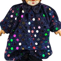 Vintage Porcelain Clown Doll: Polka Dot Outfit, Circus Decor