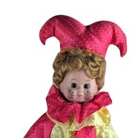Vintage Harlequin Jester Doll: Whimsical Clown Decor, Collectible Figurine