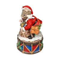 Vintage Resin Christmas Mouse Music Box: Musical Holiday Figurine Decor