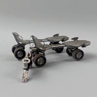 Vintage Metal Roller Skates with Key, Adjustable Sidewalk Skates with Deadnaught Wheels, Mid-Century Industrial Decor and Photo Prop