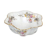 Vintage German Porcelain Serving Bowl: Floral Design, Gold Rim