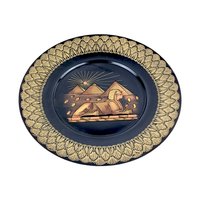 Vintage Egyptian Brass Plate: Etched Sphinx & Pyramids Wall Hanging Decor