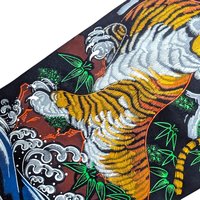 Vintage Japanese Tiger Eagle Velvet Handpainted Scroll Wall Art