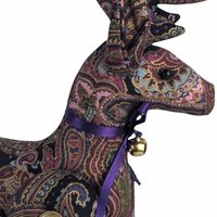 Vintage Paisley Pattern Plush Standing Reindeer, 11 Inch Decorative Holiday Figurine, Whimsical Christmas Decor, Reindeer Collectors