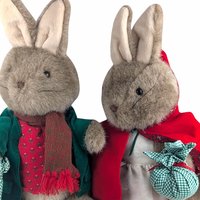 Vintage Mrs. Rabbit & Peter Rabbit Plush Set, 15 Inch Collectible Plush Toys, Classic Children's Literature Characters, Gift for Collectors