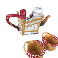 Dept 56 Storybook "Little Red Riding Hood" Ceramic Teapot & Tea Cup Set, Vintage Teapot Set, Collectible Teapot, Gift for Tea Lovers