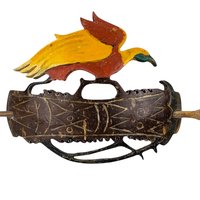 Vintage Wooden Bird Barrette: Boho Tribal Hair Clip