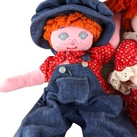 Handmade Raggedy Ann & Andy Dolls: Vintage Plush Pair, 18"